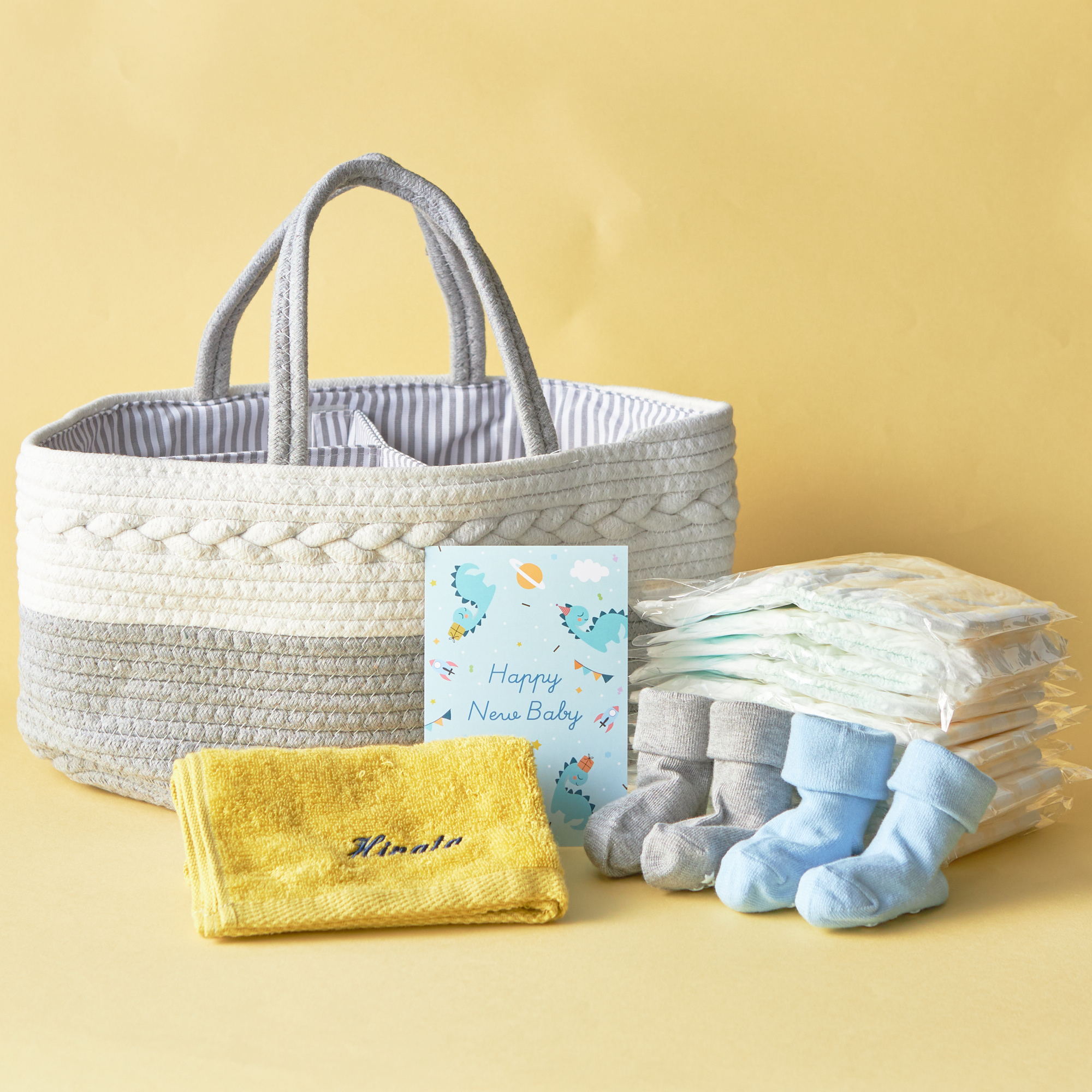 【名入れ】ママがうれしい！おむつストッカー&ふわふわアニマルブロックセット