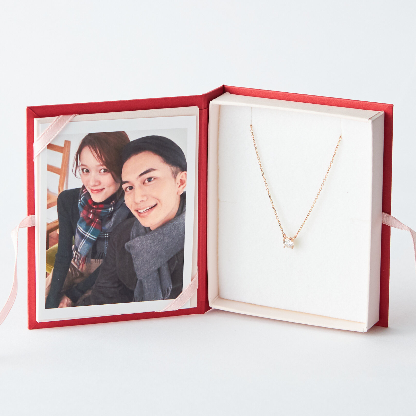 写真BOX付き】一粒ネックレス & テディベアギフトセット