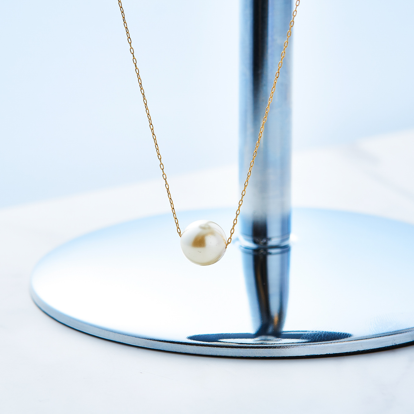 Single Pearl Long Necklace