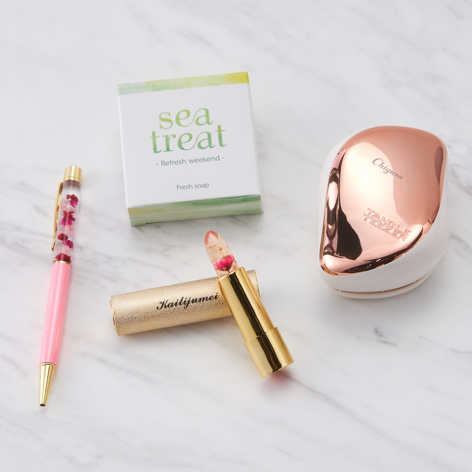 【名入れギフトセット】リップ＆ボールペン&ヘアケア＆ソープ