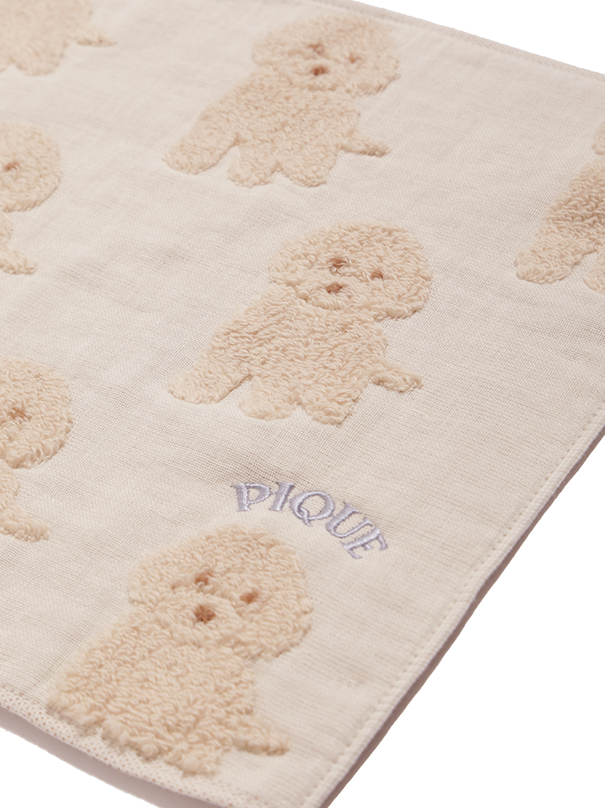 【WOMEN】トイプードルワンポイントリブポーチ＆ハンドタオル