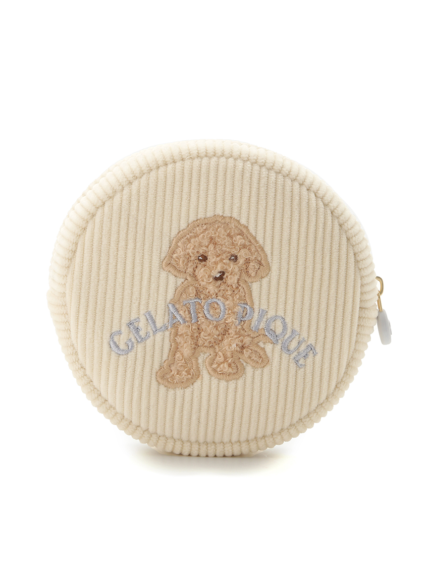 【WOMEN】トイプードルワンポイントリブポーチ＆ハンドタオル