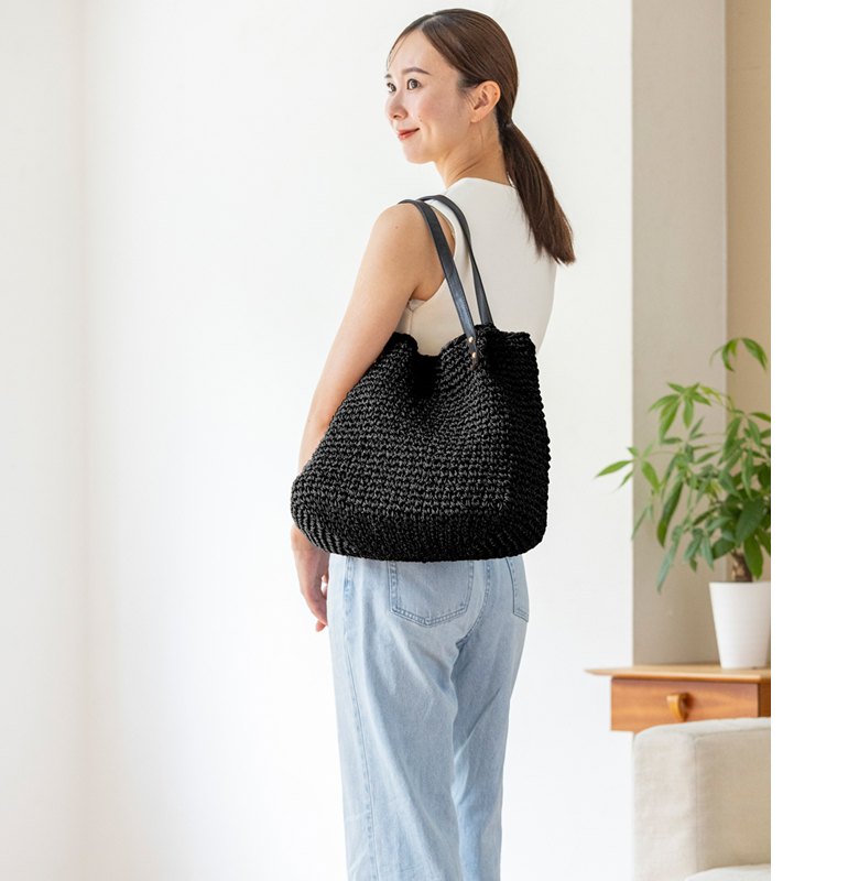 【チクチクしない優しい肌触り】 かごバッグ A4サイズ対応の大容量 トートバッグ 216