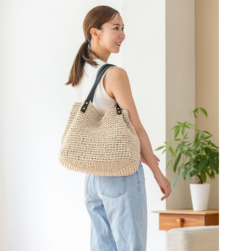 【チクチクしない優しい肌触り】 かごバッグ A4サイズ対応の大容量 トートバッグ 216