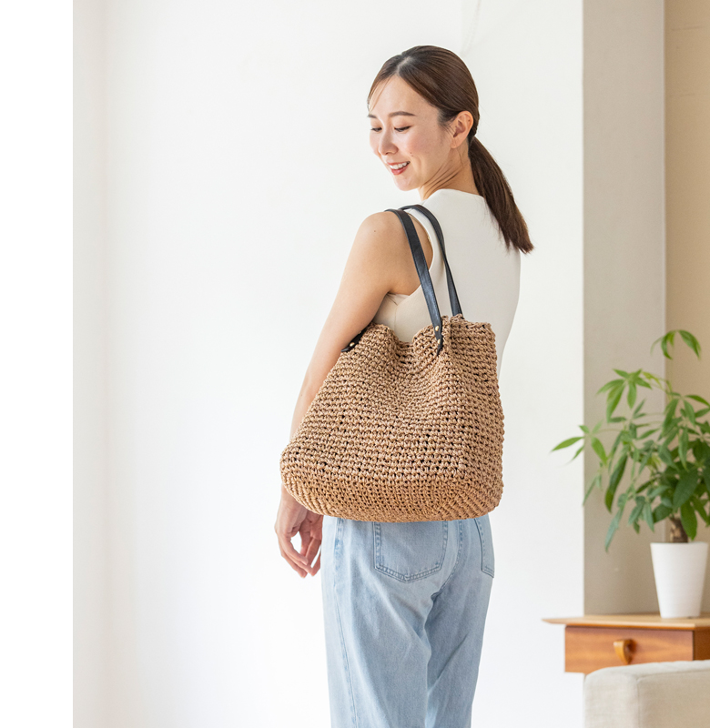 【チクチクしない優しい肌触り】 かごバッグ A4サイズ対応の大容量 トートバッグ 216