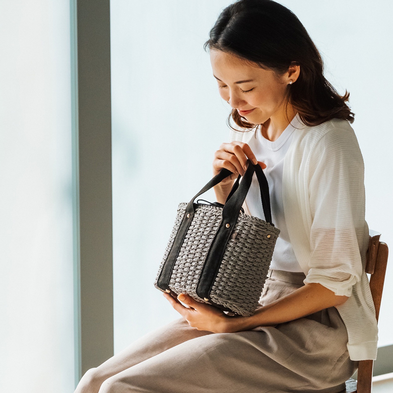 【チクチクしない優しい肌触り】 かごバッグ 斜めがけ 2way ショルダー トートバッグ 251