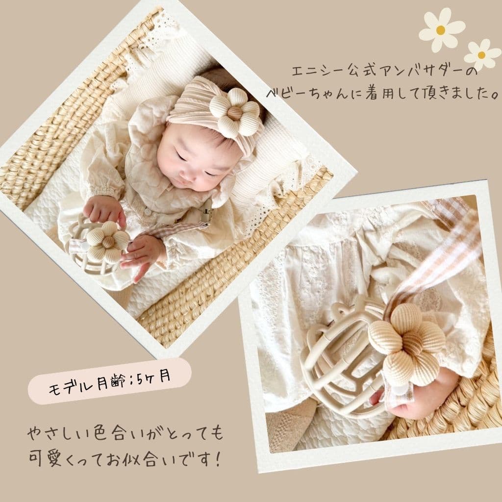 お花モチーフヘアバンド＆マルチホルダー ボタニカル柄 4重ガーゼスワドル 3点入り ギフトセット