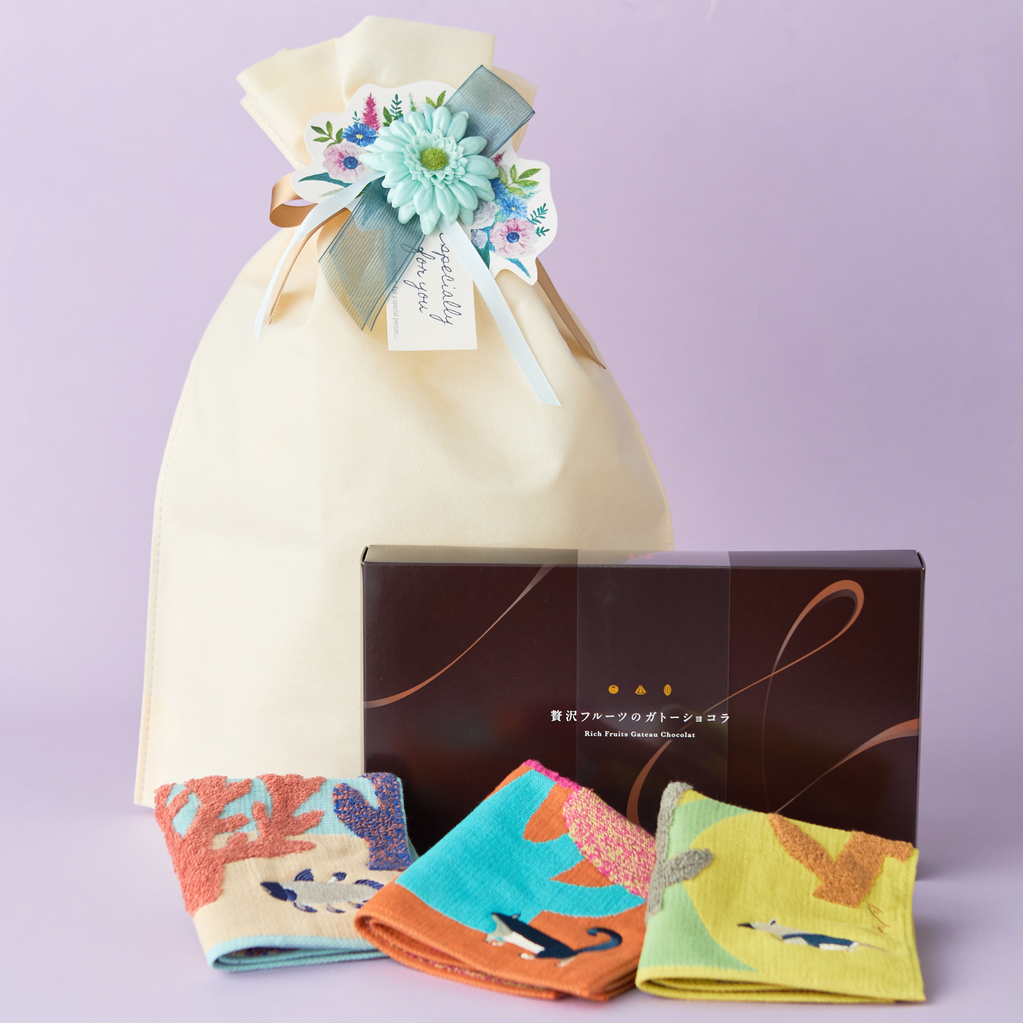 【ラッピング付】ガトーショコラ＆ハンカチセット