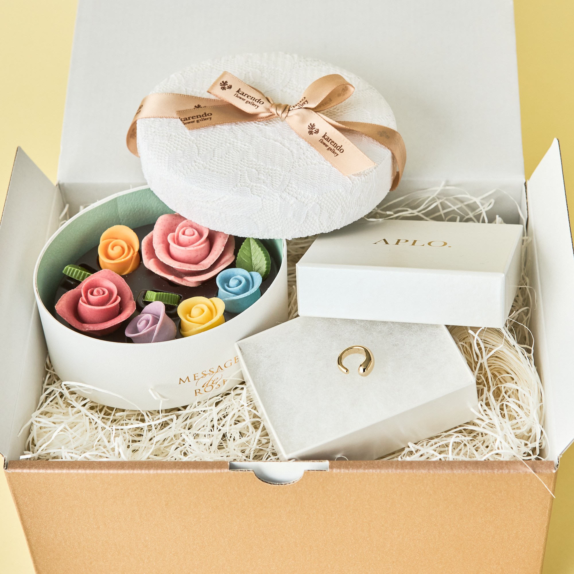 【BOX付】ボリュームイヤカフ＆花のチョコレートセット