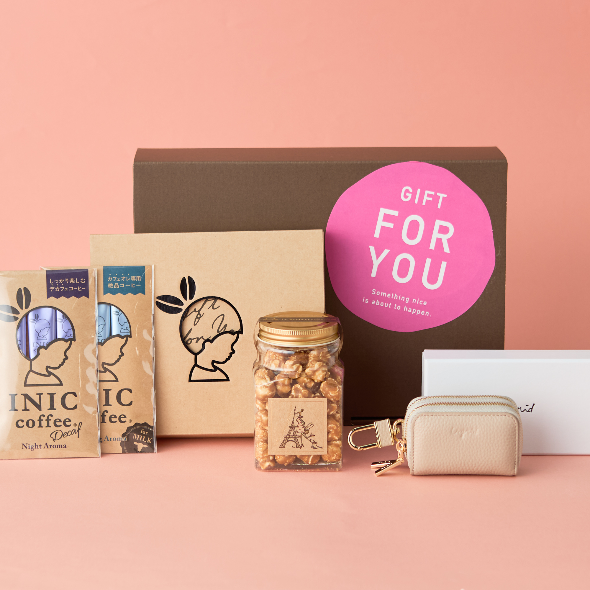 【BOX付】牛革キーケース＆INICコーヒーギフト