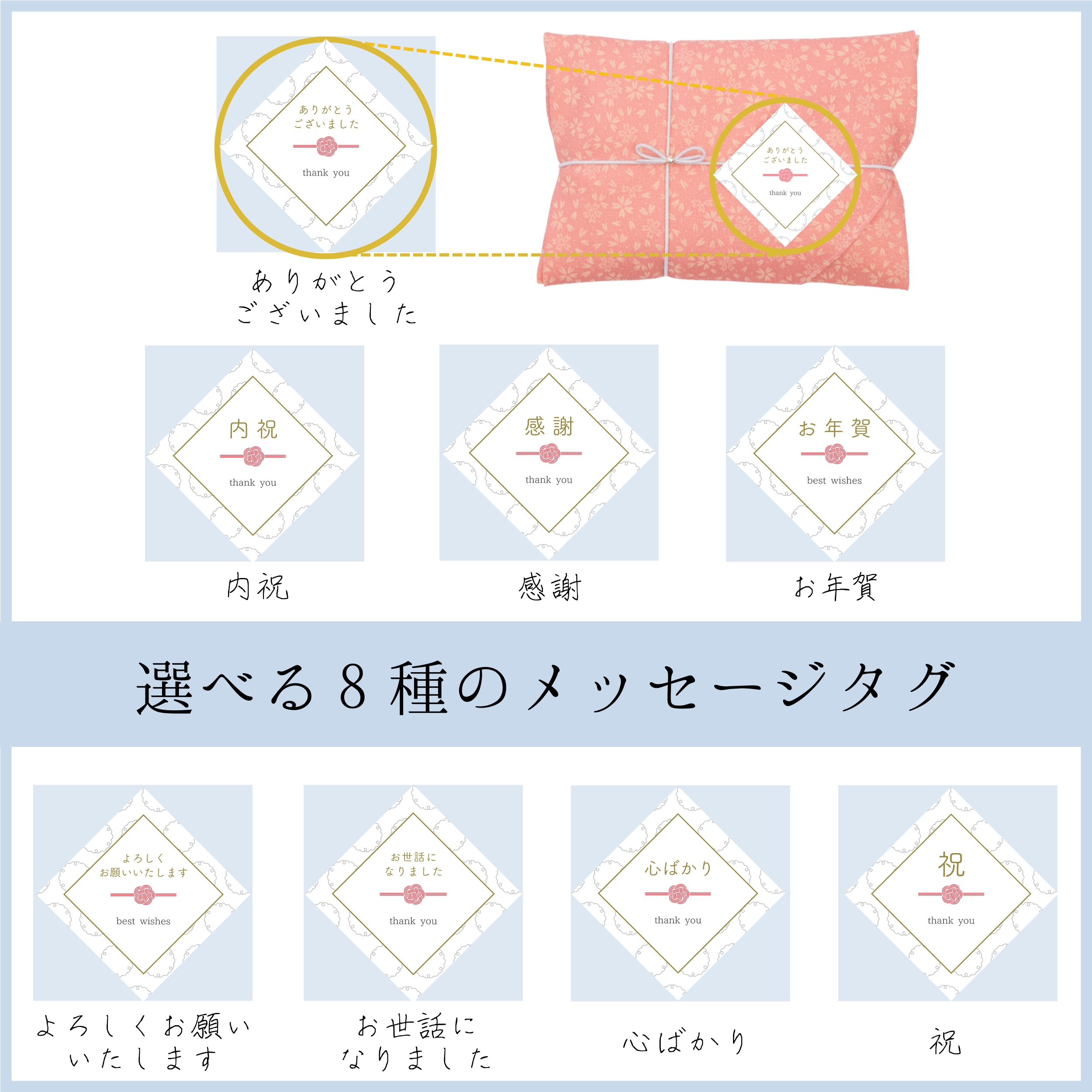 【一人ひとりに想いを届ける風呂敷米】選べるメッセージ・風呂敷