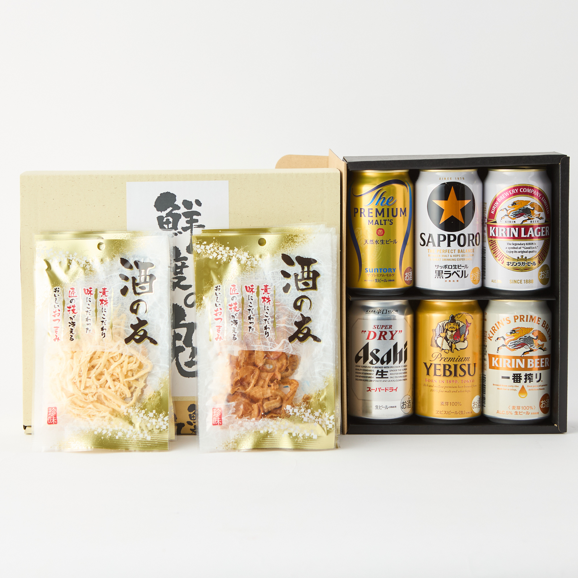 お酒好きの男性に！選べるビール6本と珍味おつまみのギフトセット