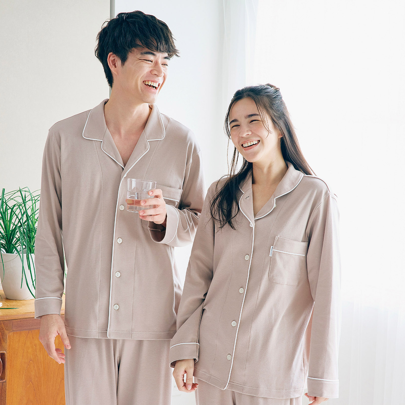 【厳選素材の極上の肌ざわり】天綿100%スムース パジャマペアセット【睡眠科学】