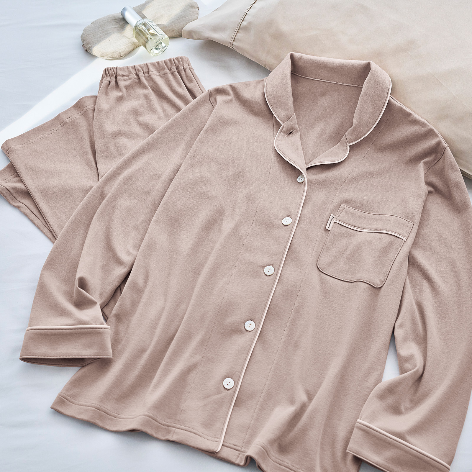 【厳選素材の極上の肌ざわり】天綿100%スムース パジャマペアセット【睡眠科学】