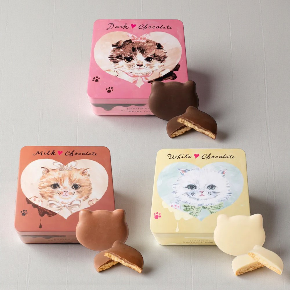 こねこのこねこねクッキー缶 chocolate (Dark/Milk/White)