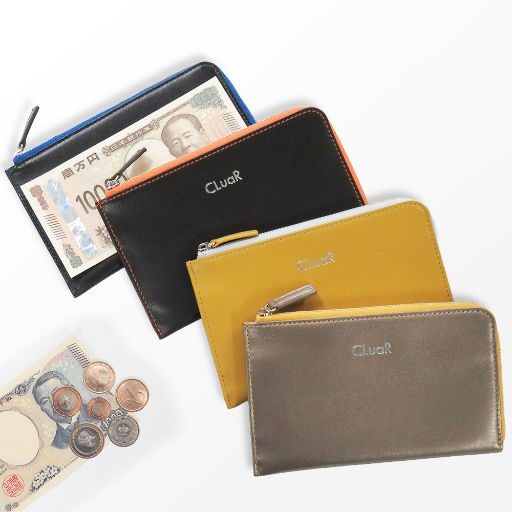 山羊革（ゴートレザー） 短い長財布 コンパクトウォレット L字ファスナー LR0057