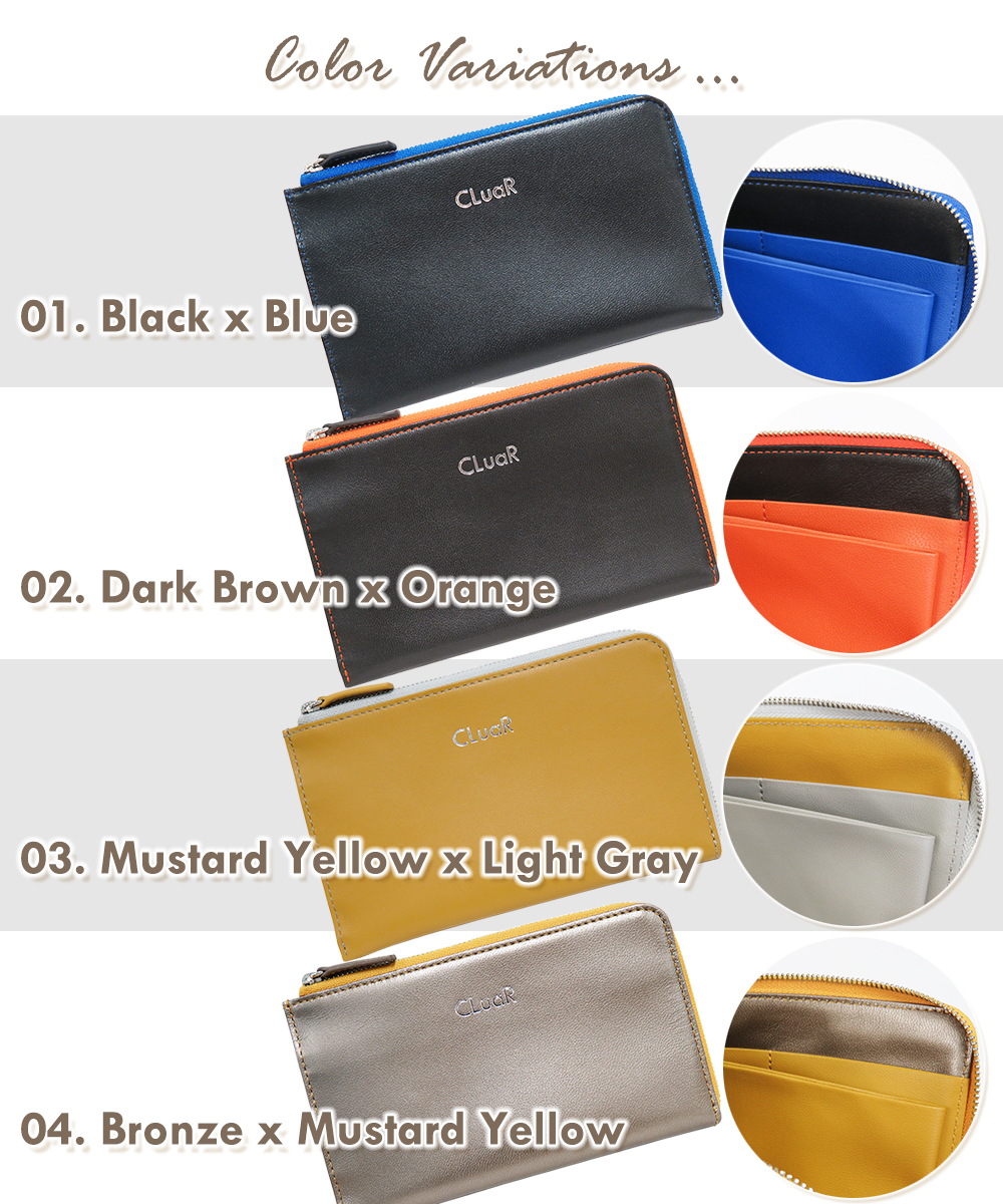 山羊革（ゴートレザー） 短い長財布 コンパクトウォレット L字ファスナー LR0057