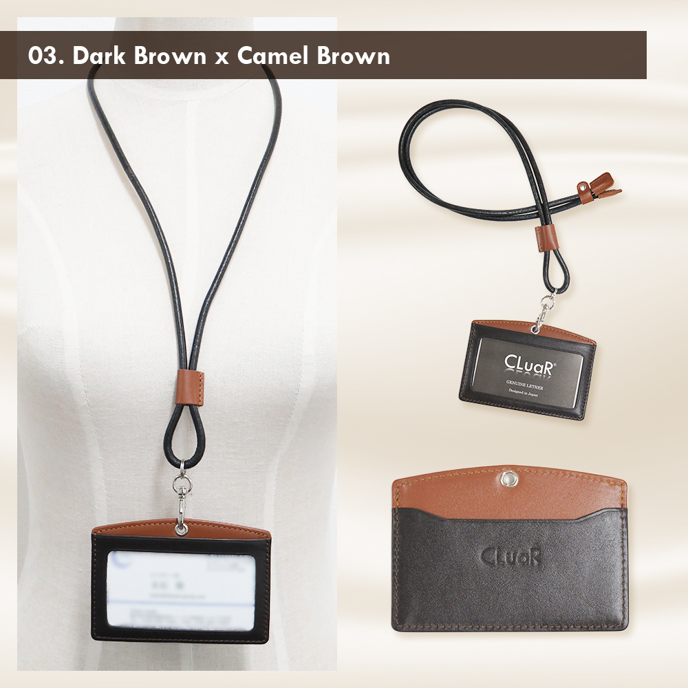 【名入れ可】牛革 IDカードホルダー  Simple リールなし/リール追加オプション コードネックストラップ LR0058