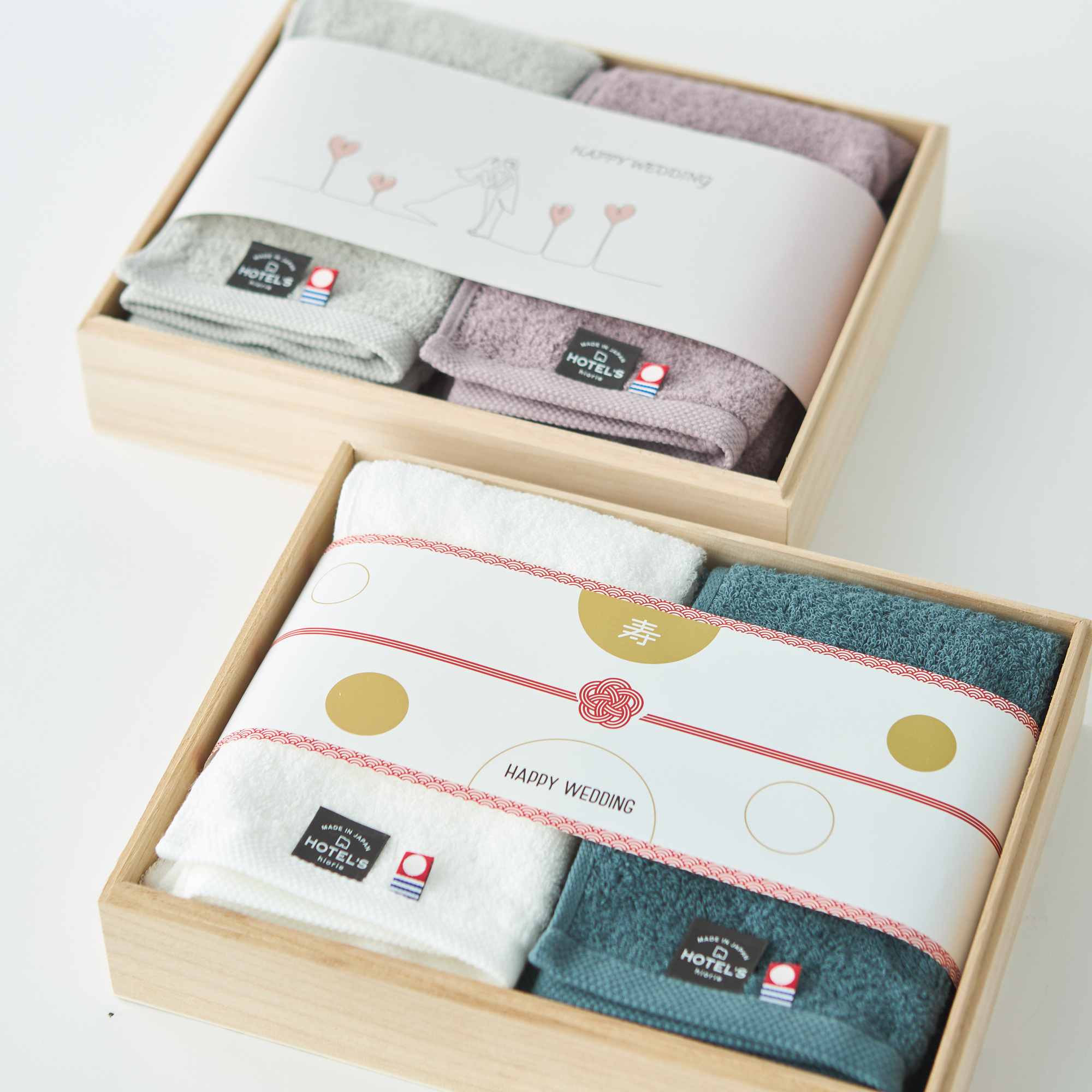 【木箱名入れ刻印】結婚祝い今治フェイスタオルセット