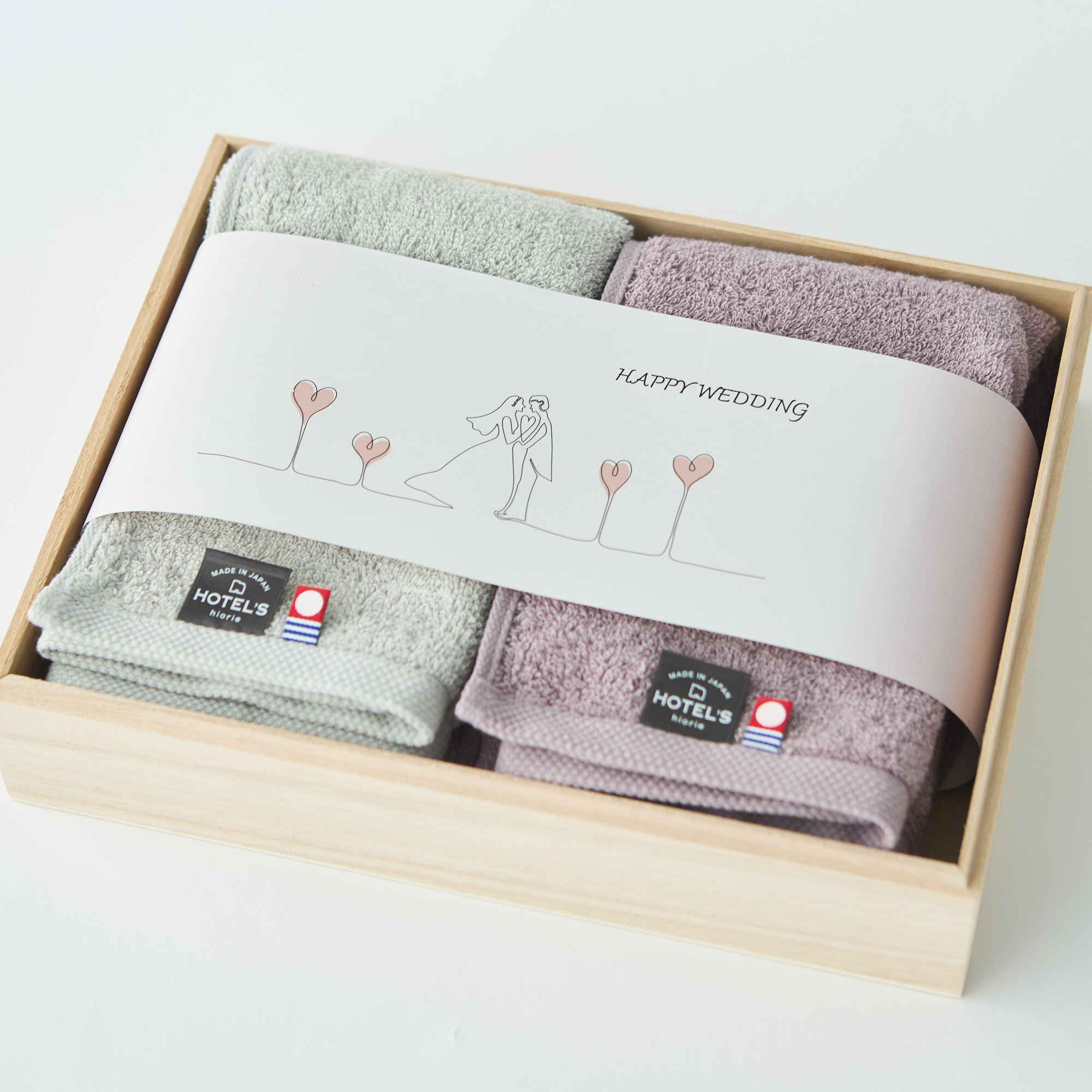 【木箱名入れ刻印】結婚祝い今治フェイスタオルセット