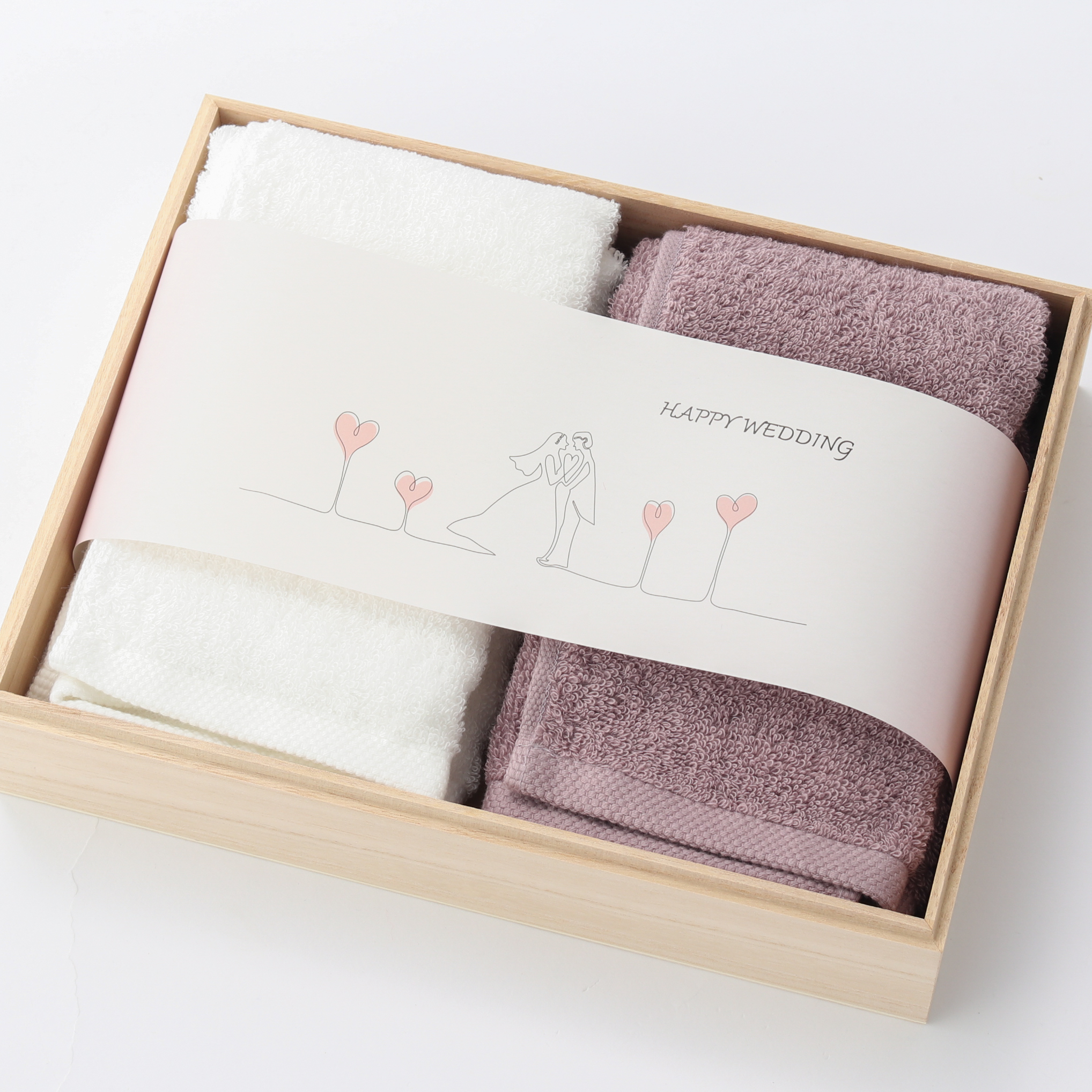 【木箱名入れ刻印】結婚祝い今治フェイスタオルセット
