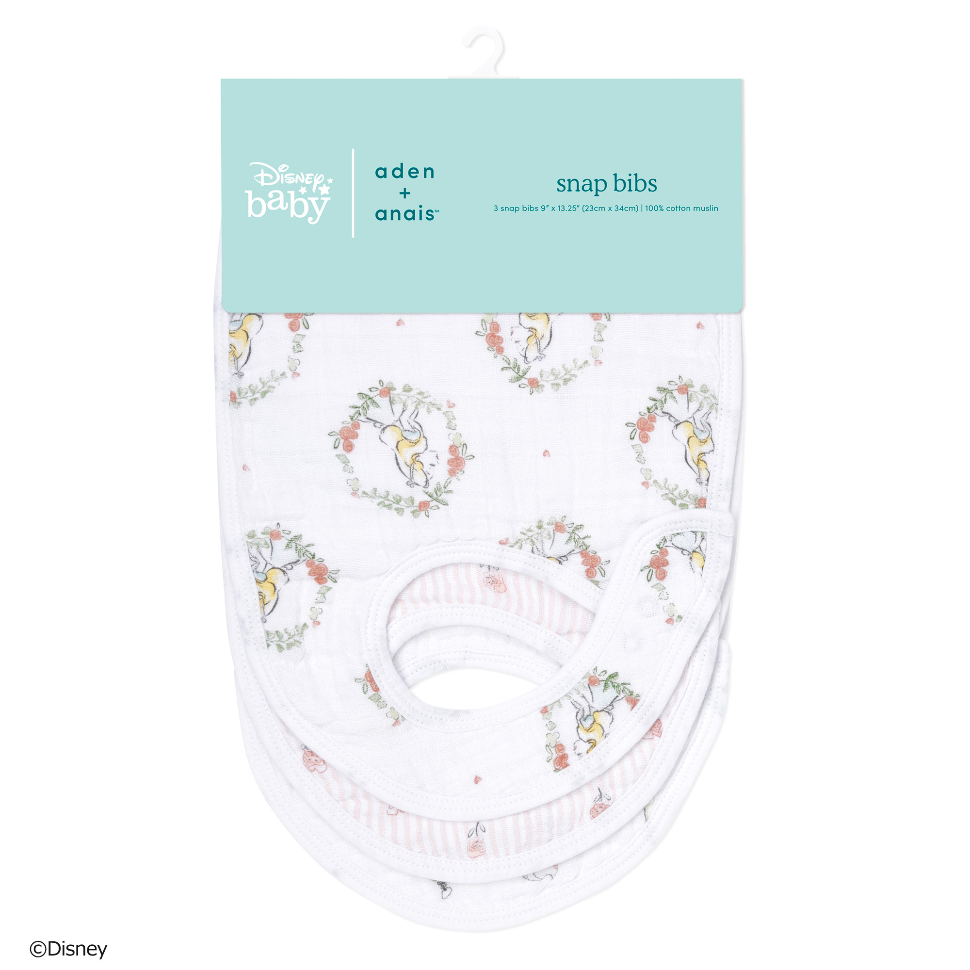 alice in wonderland 3-pack classic snap bibs