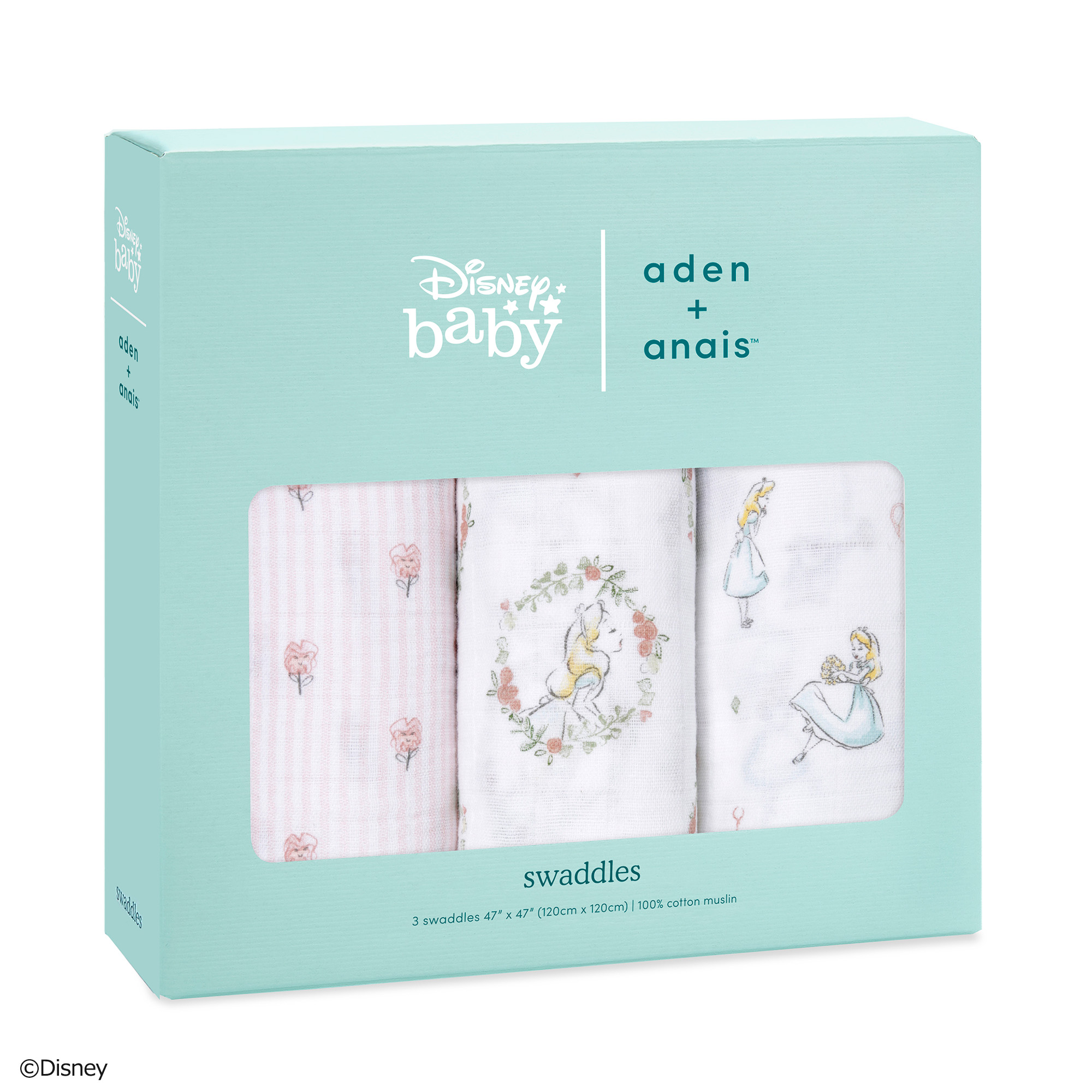 alice in wonderland 3-pack classic swaddles