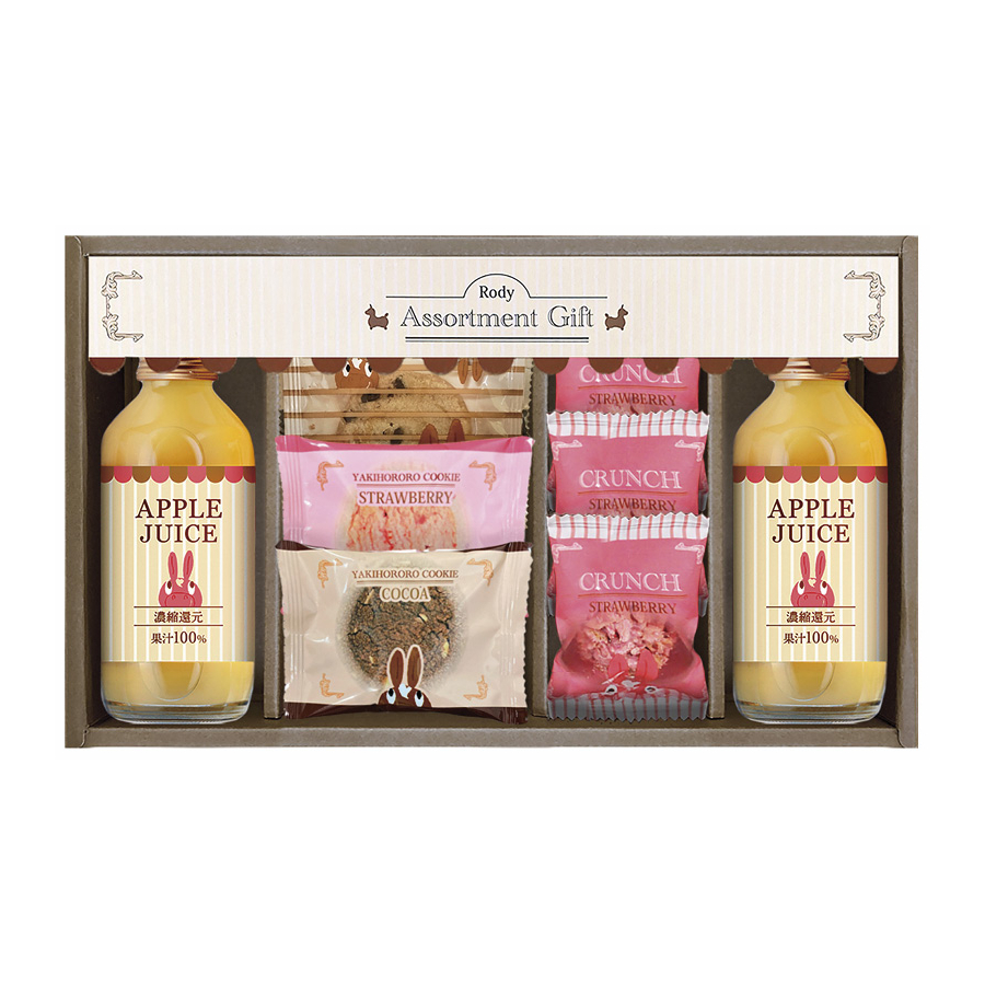 ジュース＆クッキーセット（アップルジュース2本・チョコクランチ・クッキー3種）