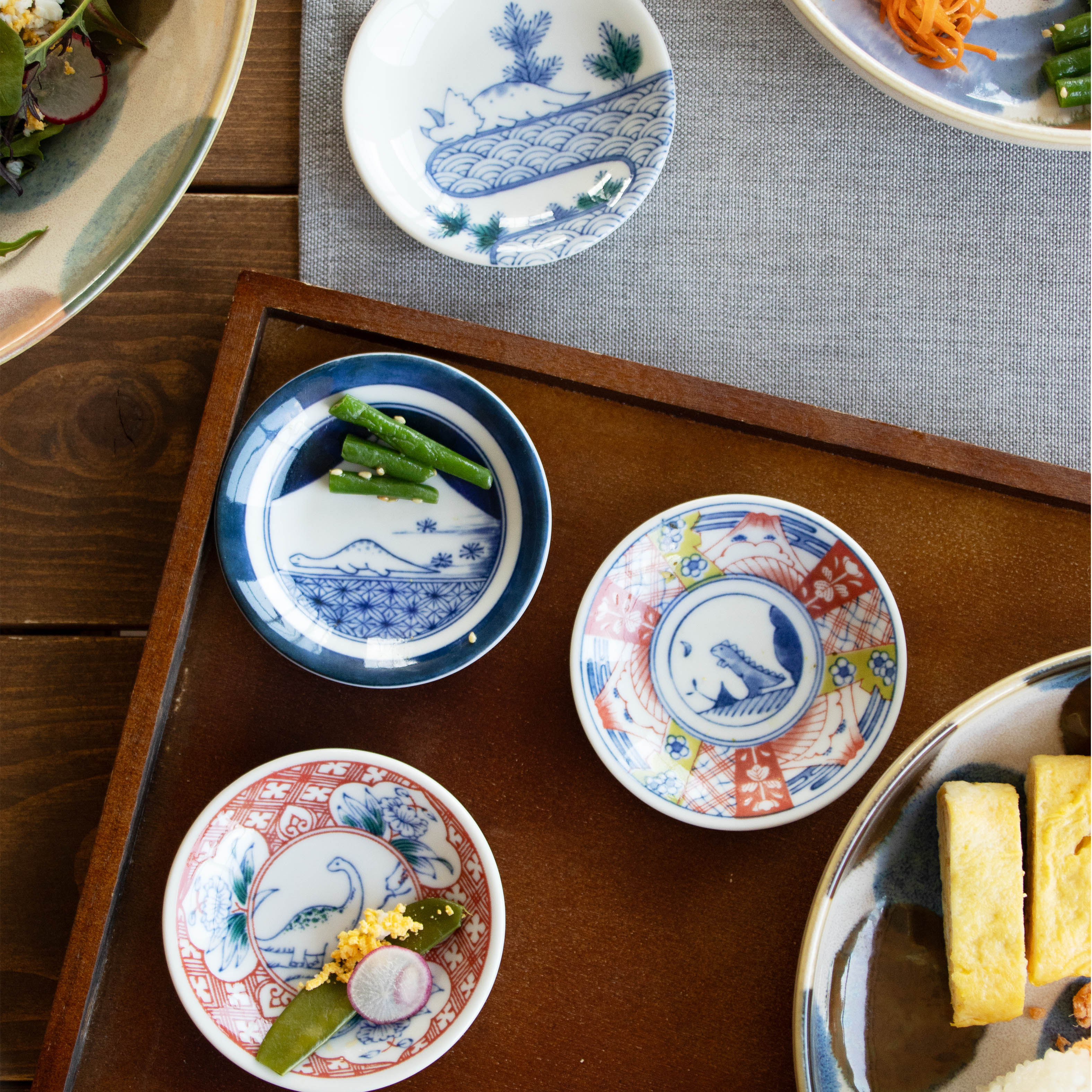 江戸っ子恐竜 しあわせ図鑑（まめ皿4枚セット）（EK88-Y01） | 江戸っ