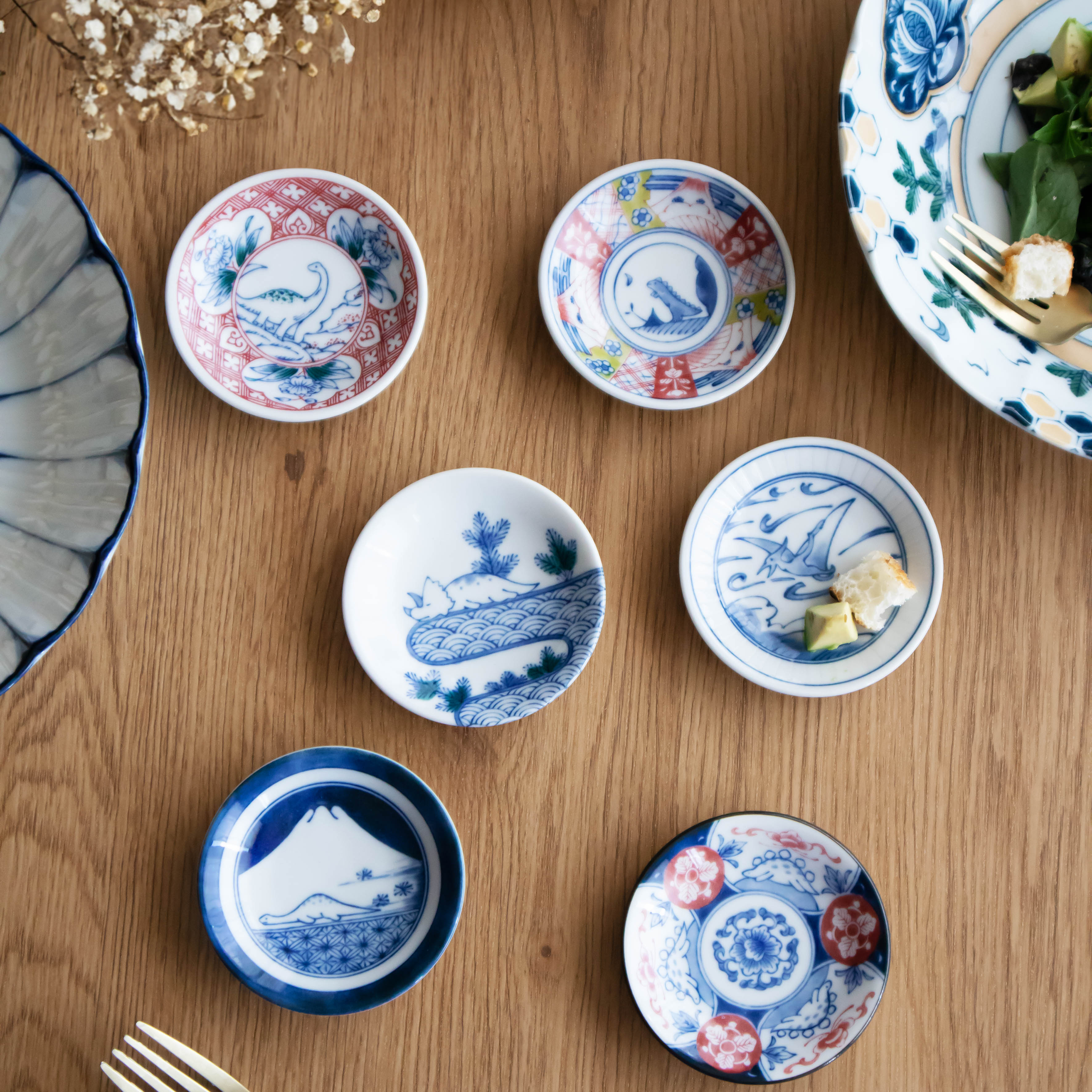 江戸っ子恐竜　六客まめ皿揃（EK88-Y03）