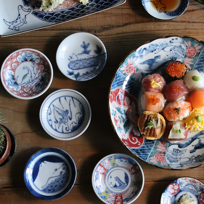 江戸っ子恐竜　六客まめ皿揃（EK88-Y03）