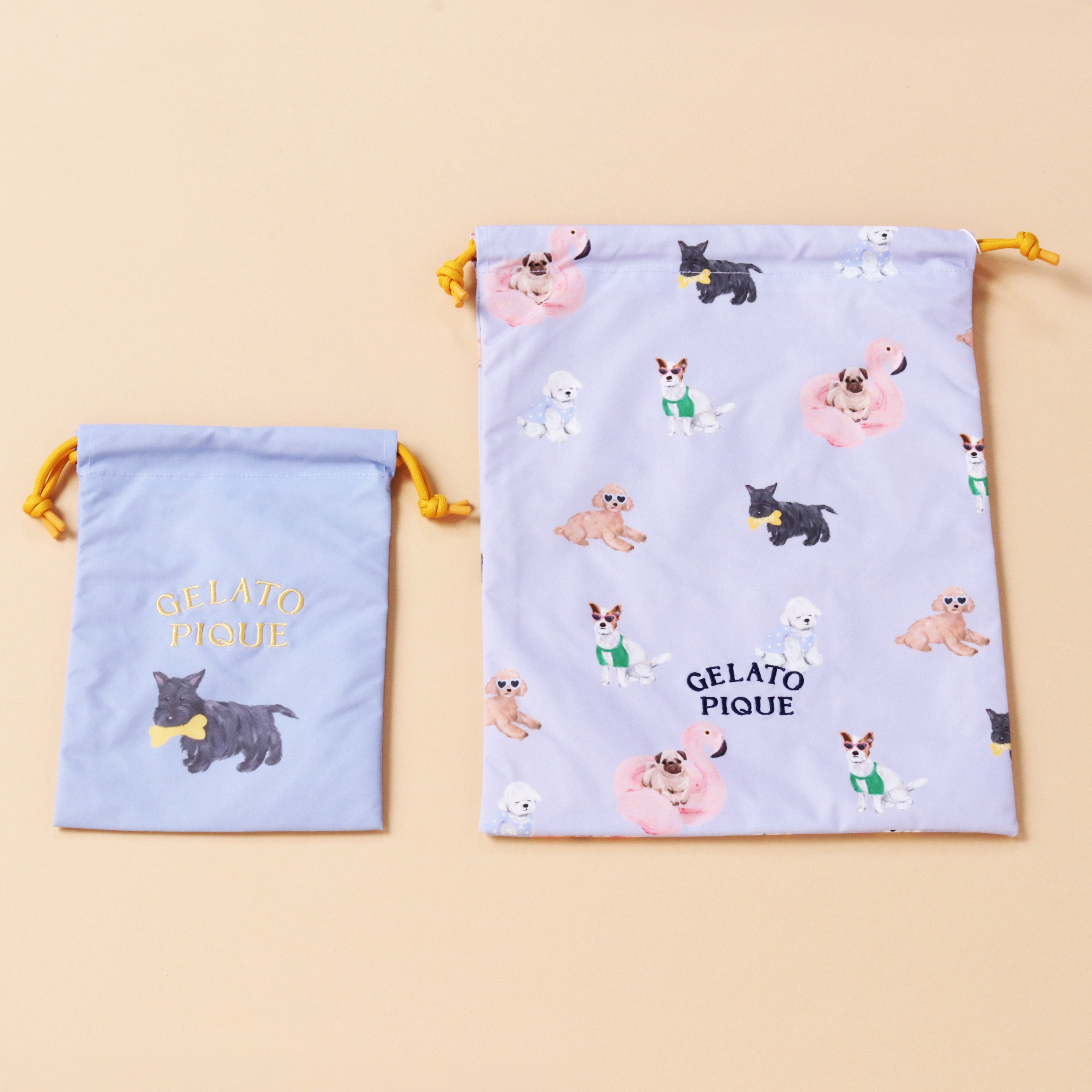 【WOMEN】SUMMER DOG柄巾着＆ハンドタオルセット