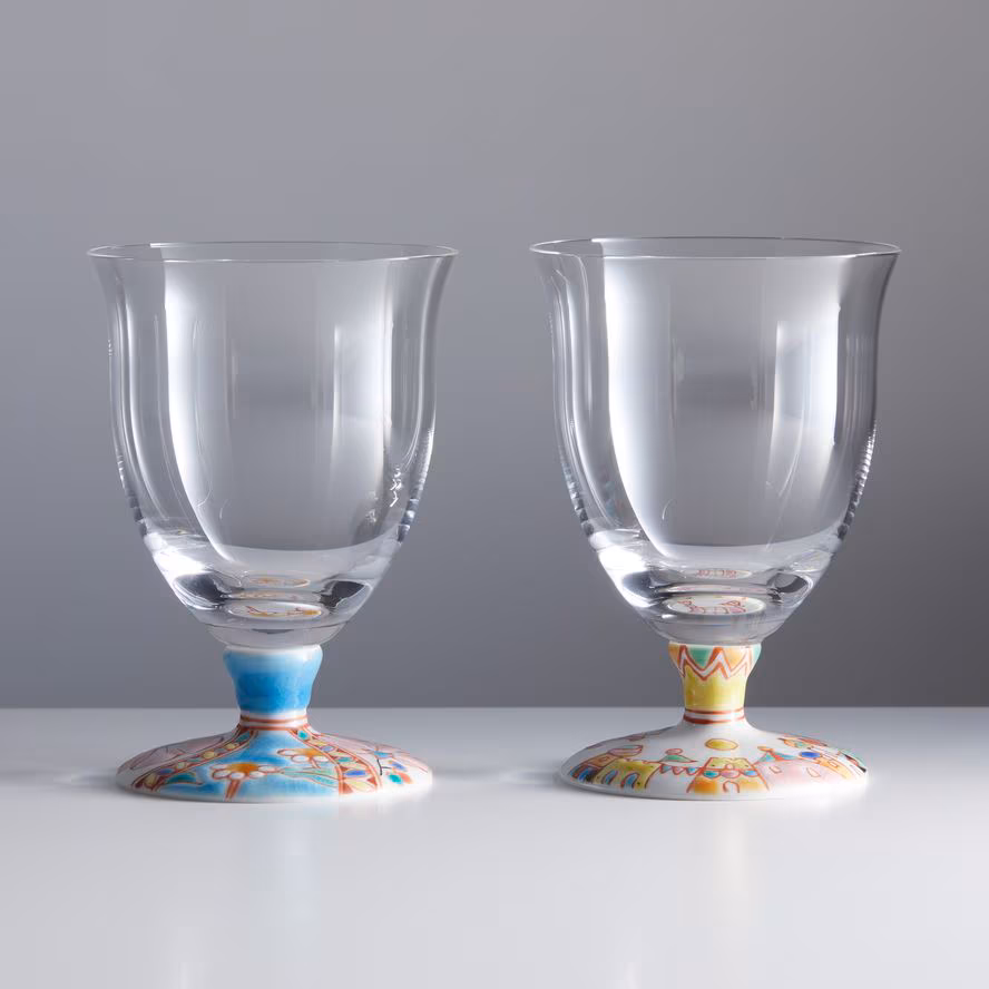 ペアフリーグラス小（無地）街の広場・花のタペストリー