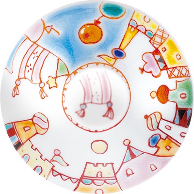 ペアフリーグラス小（無地）街の広場・花のタペストリー