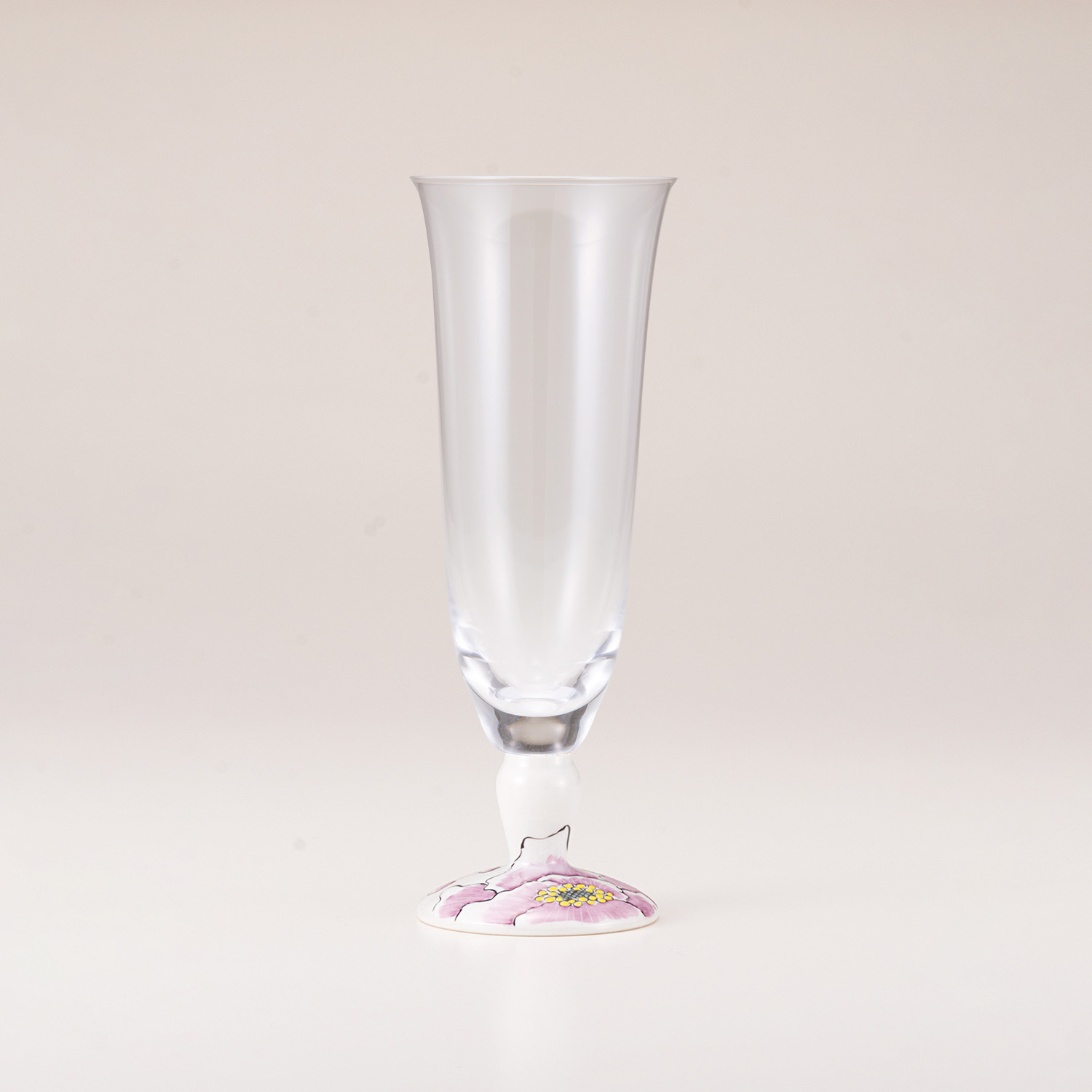 ペア麦酒グラス（無地）　富貴文ブラック＆富貴文ピンク