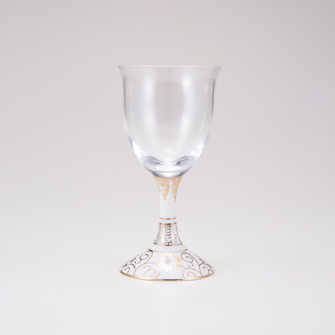 ペアワイングラス小（無地）白粒鉄仙・青粒鉄仙