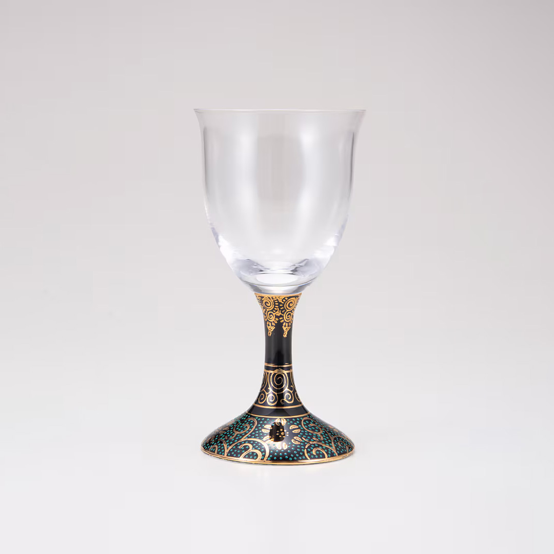 ペアワイングラス小（無地）白粒鉄仙・青粒鉄仙