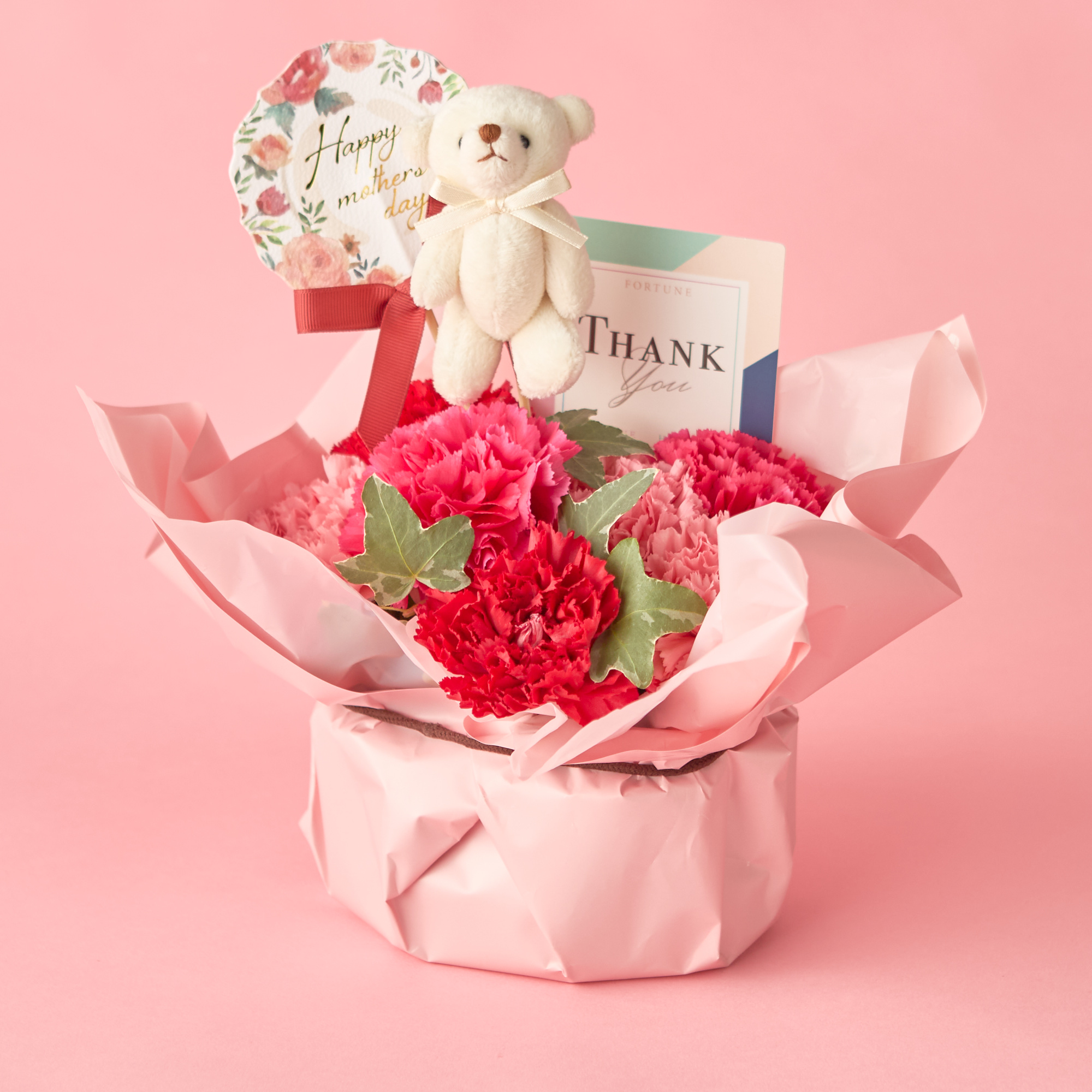 【母の日限定/日比谷花壇】華やかなアレンジメントと選べるドリンクセット