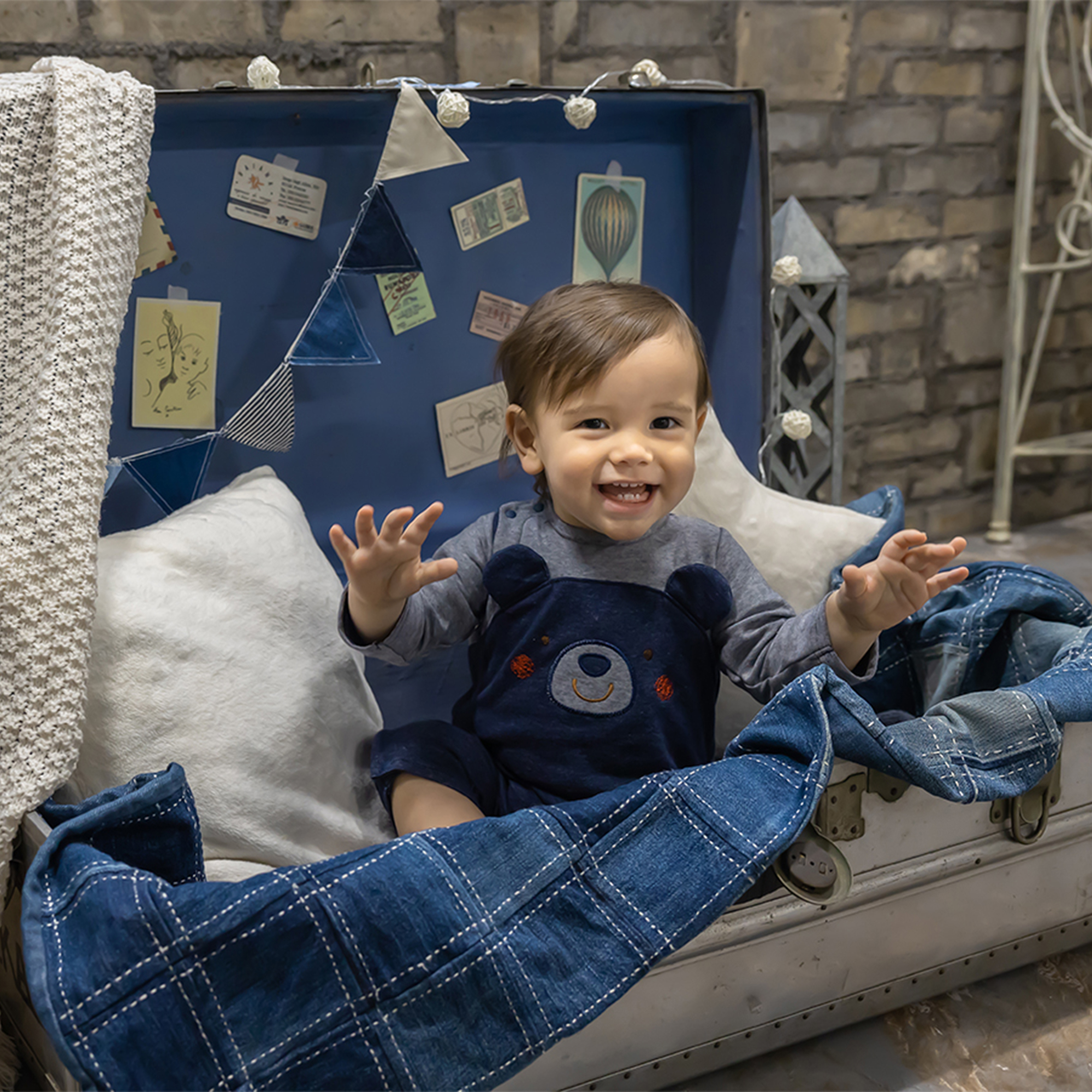 【BOX付ギフト】ギフトセット/カバーオール＆ぼうし/デニム