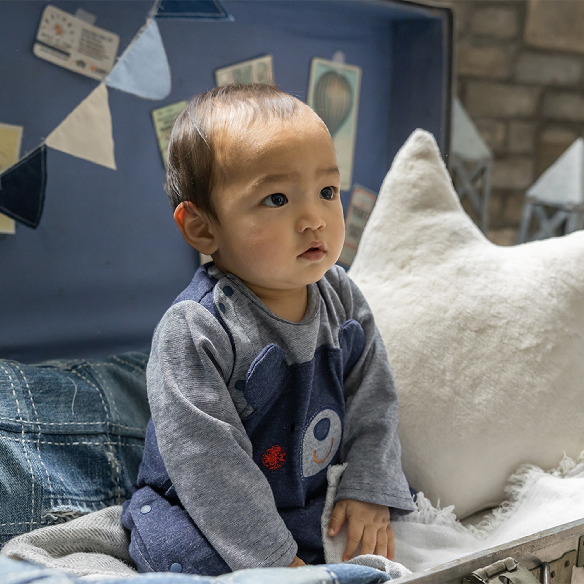 【BOX付ギフト】ギフトセット/カバーオール＆ぼうし/デニム