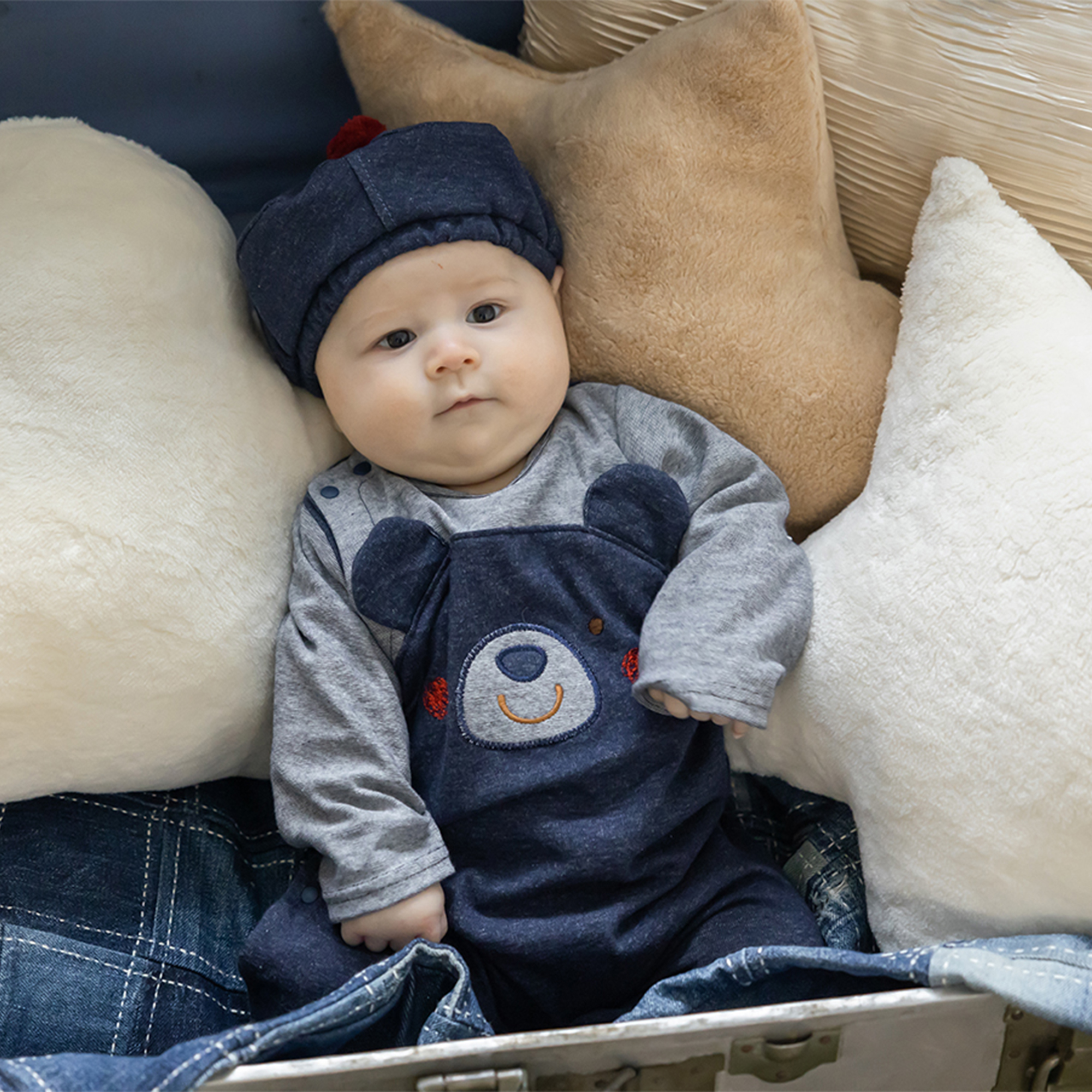 【BOX付ギフト】ギフトセット/カバーオール＆ぼうし/デニム