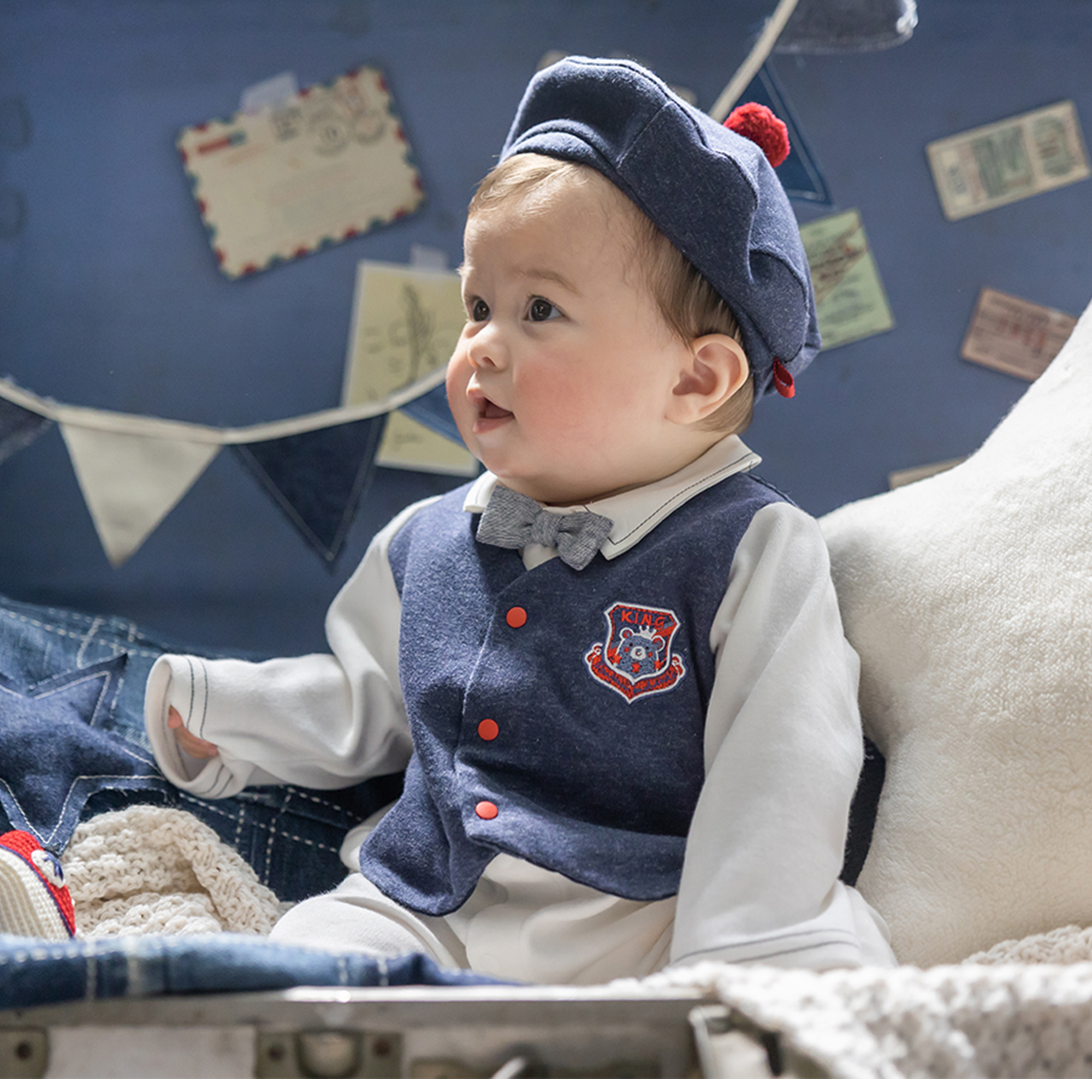 【BOX付ギフト】ギフトセット/カバーオール＆ぼうし/デニム