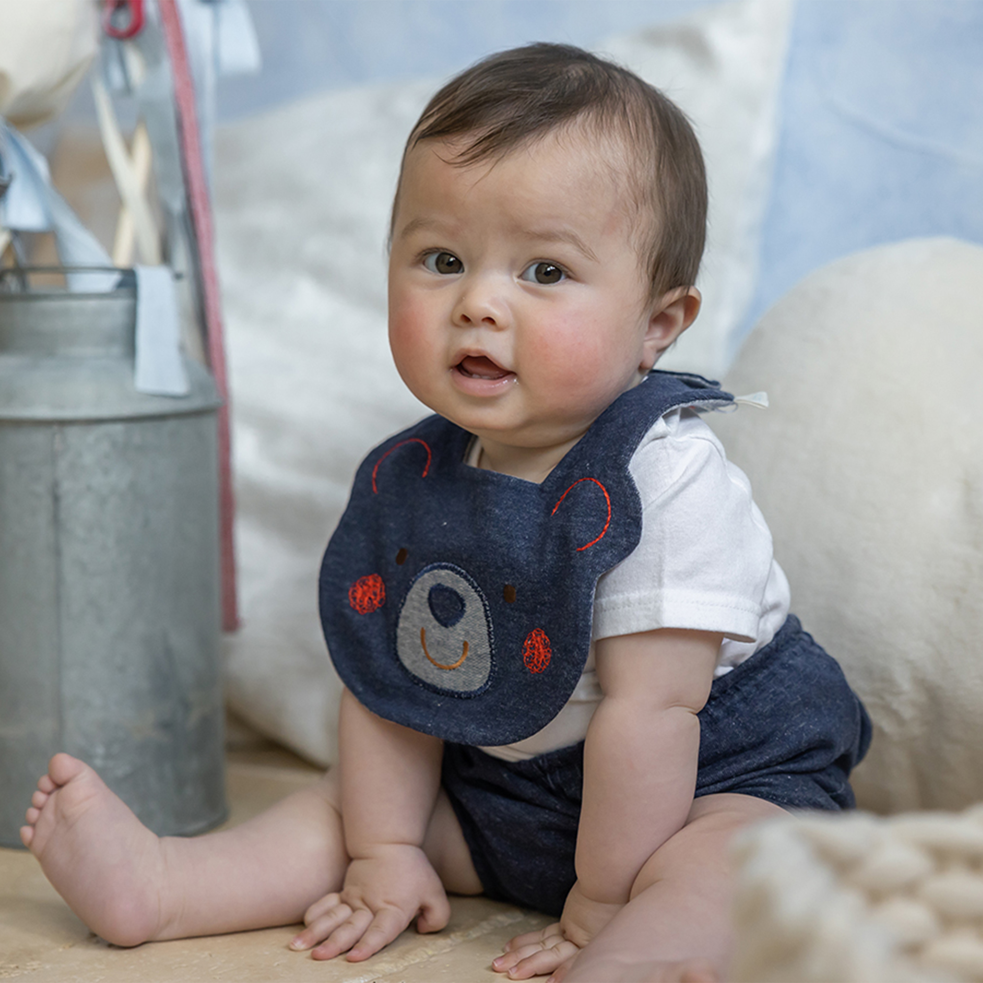 【BOX付ギフト】ギフトセット/スタイ＆オーバーパンツ/デニム