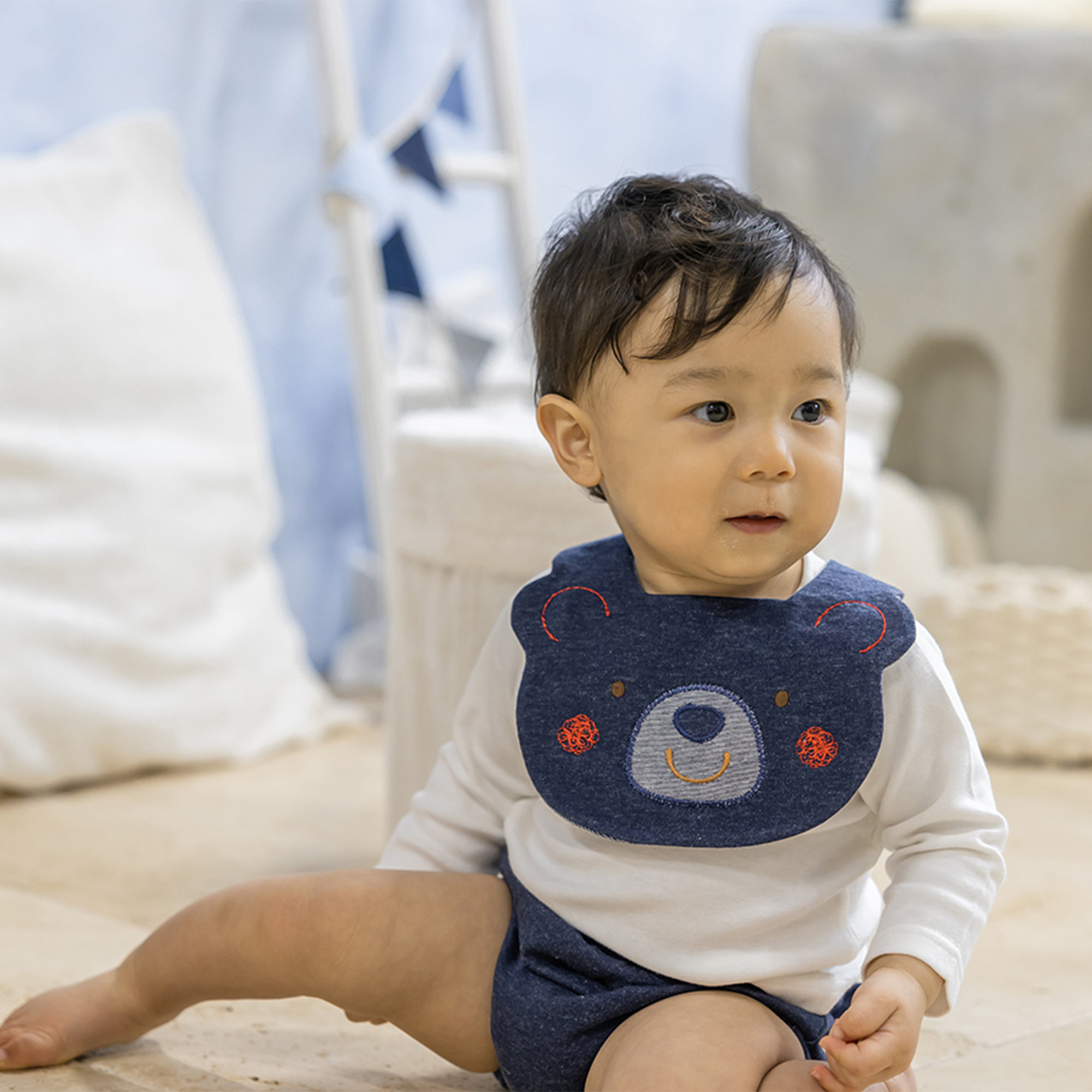 【BOX付ギフト】ギフトセット/スタイ＆オーバーパンツ/デニム