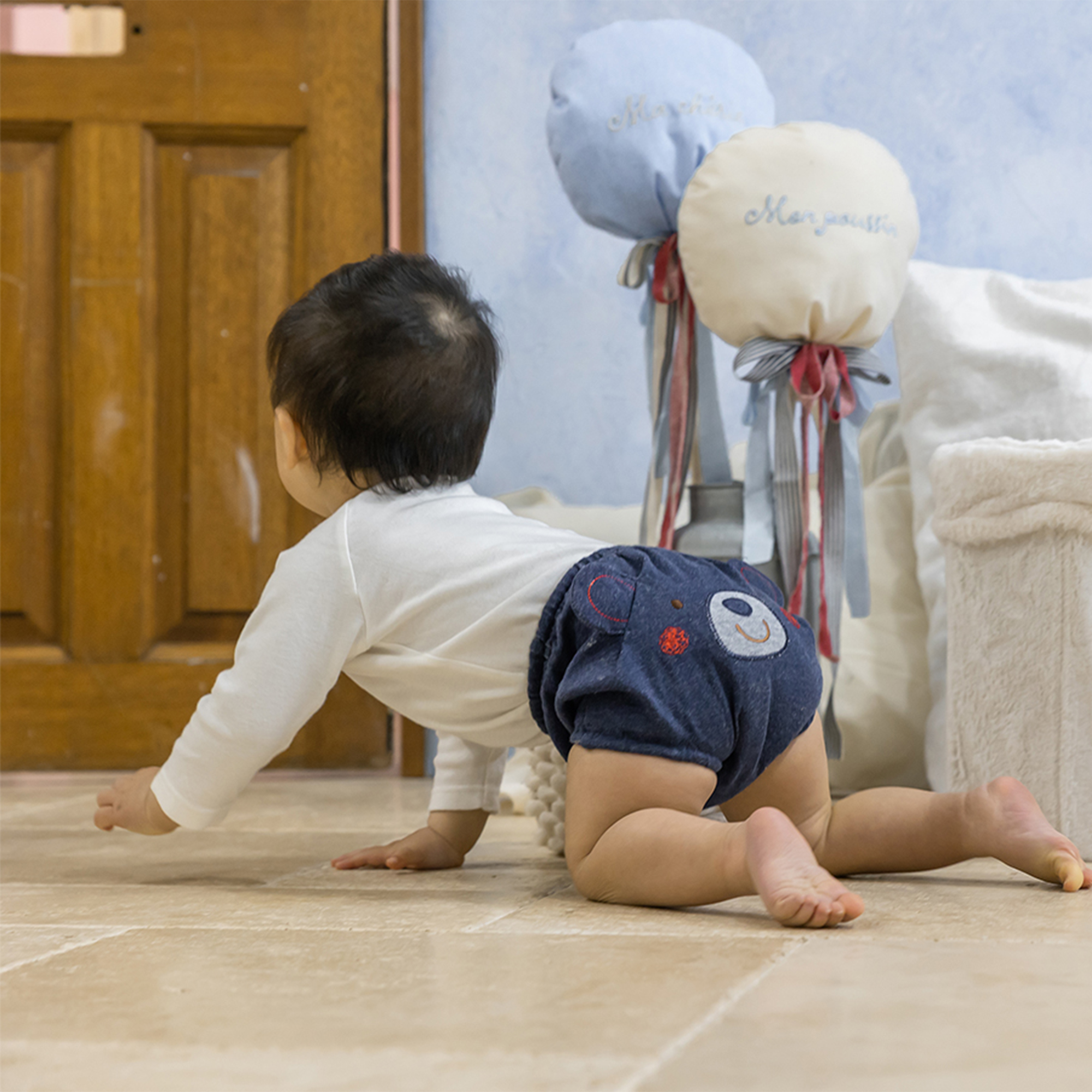 【BOX付ギフト】ギフトセット/スタイ＆オーバーパンツ/デニム