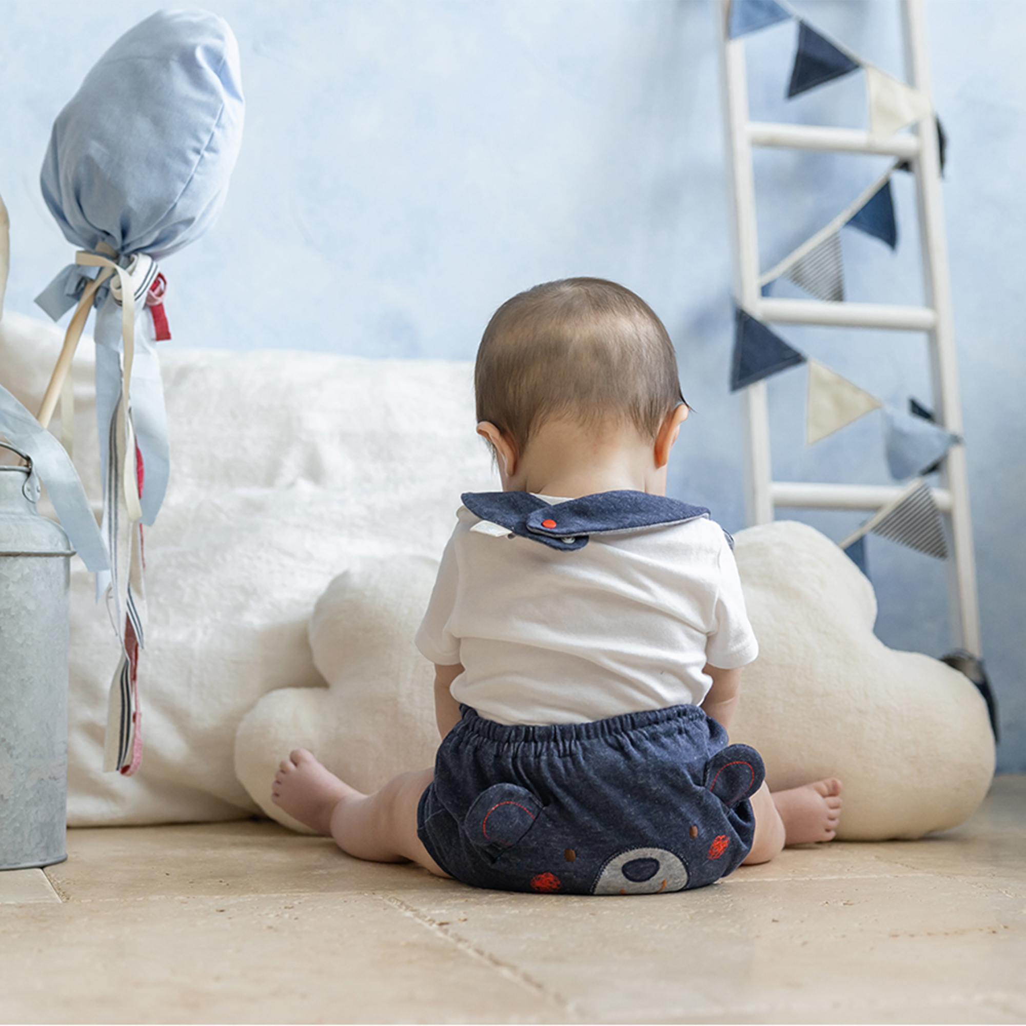 【BOX付ギフト】ギフトセット/スタイ＆オーバーパンツ/デニム