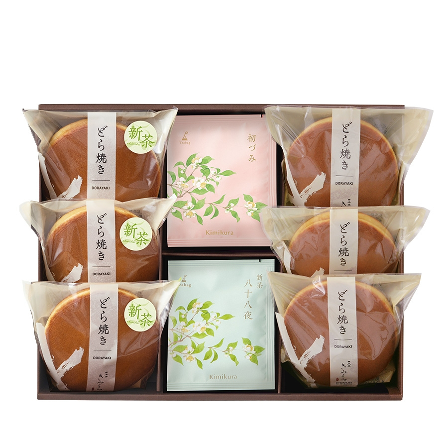 新茶あんと小豆あんのどら焼き味わいセット＋お茶2種付
