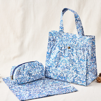 ハンカチ・ポーチ・ランチトート（ブルー）