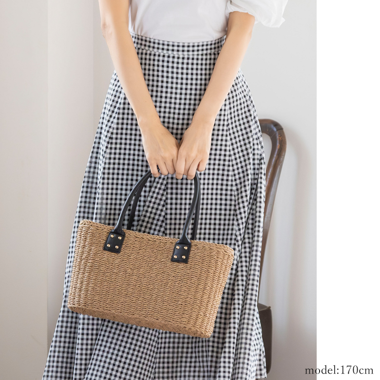 【チクチクしない優しい肌触り】 かごバッグ 自立する 普段使い トートバッグ 261