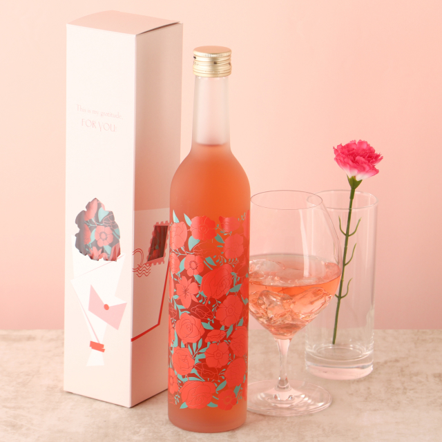 フラワーブーケ -ロゼワイン- カーネーション付き